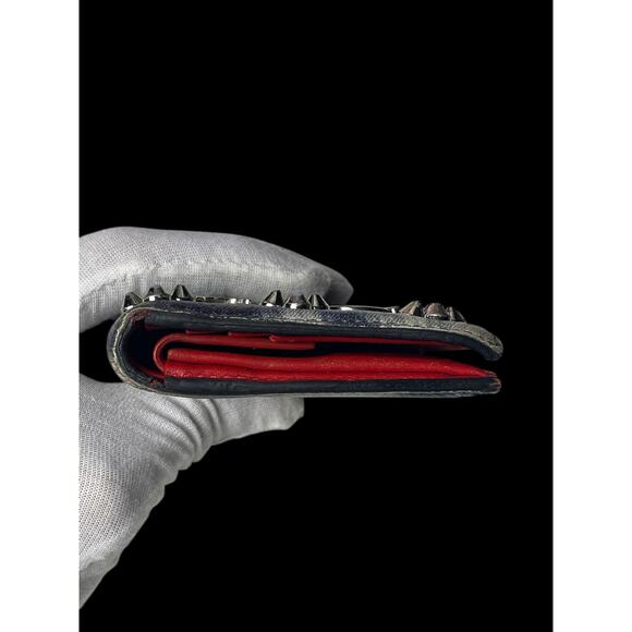Rare Christian Louboutin Kios Spike Studs Punk Leather Bifold Wallet with COA - Picture 13 of 16